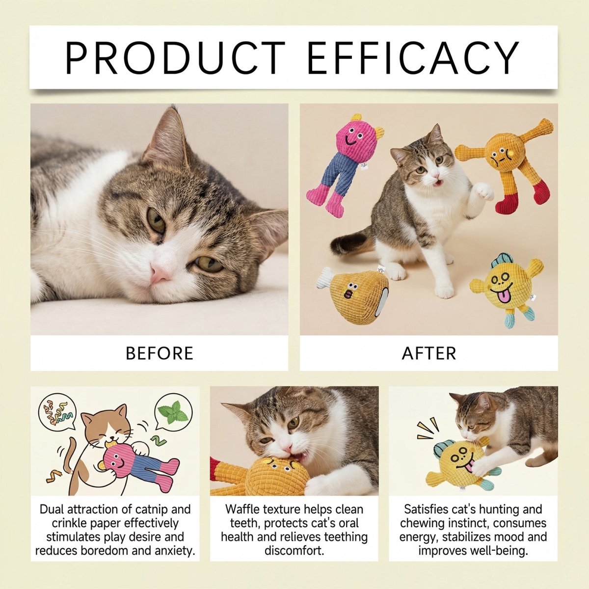Catnip Waffle Cat Toy – Crinkle Sound, Durable Chew & Bite Toy for Indoor Cats, Stress Relief - Upkinify Inc. All Rights Reserved