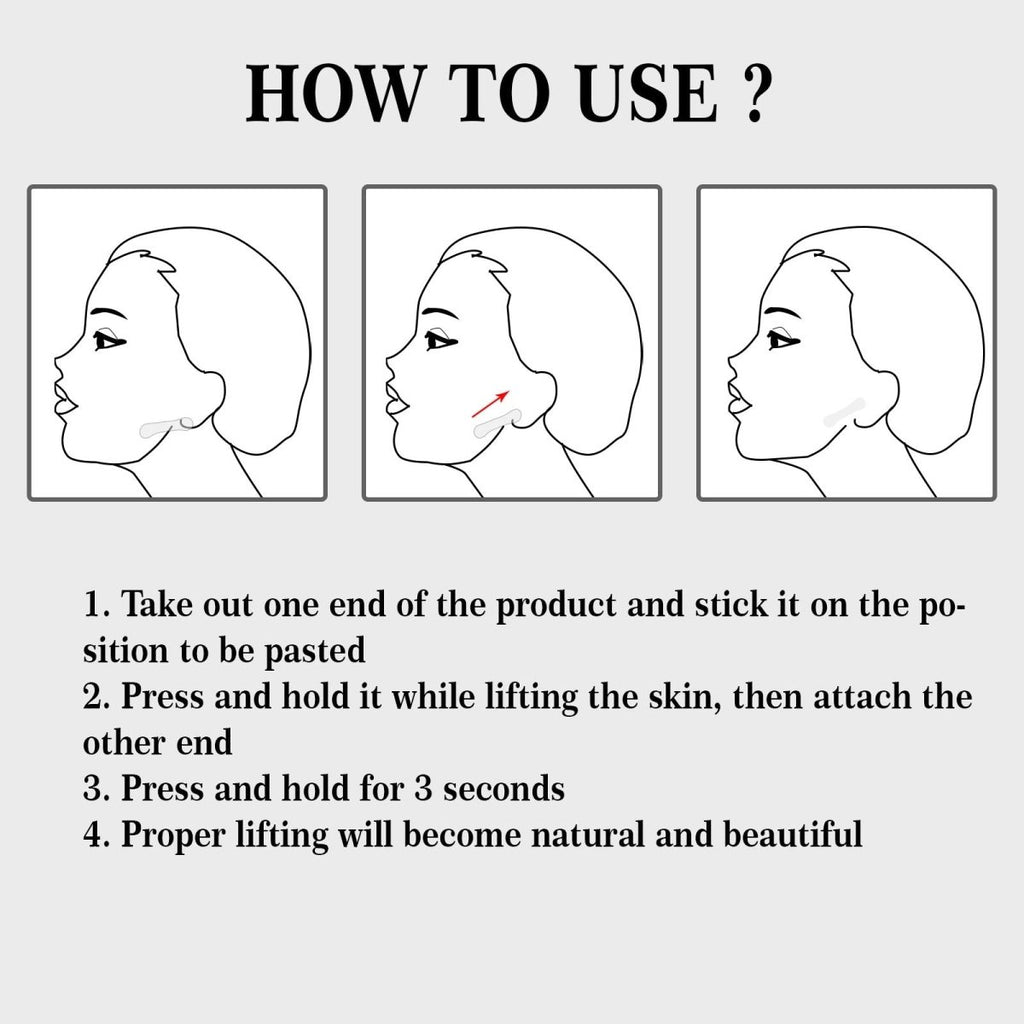 Face Lift Tape Invisible – V - Shape Instant Lift, Waterproof Hypoallergenic Stickers, 100pcs for Daily Use - Upkinify Inc. All Rights Reserved