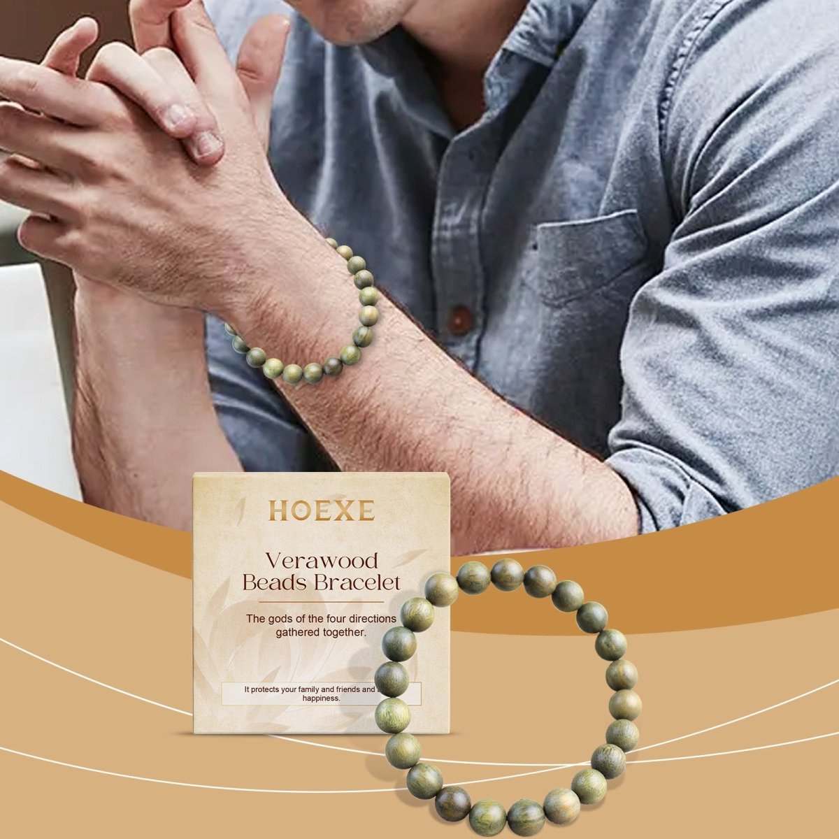Green Sandalwood Bracelet – Natural Wood Beads, Peace & Balance Charm, Meditation Jewelry for Daily Wear - Upkinify Inc. All Rights Reserved