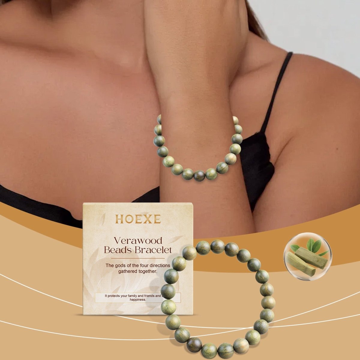 Green Sandalwood Bracelet – Natural Wood Beads, Peace & Balance Charm, Meditation Jewelry for Daily Wear - Upkinify Inc. All Rights Reserved