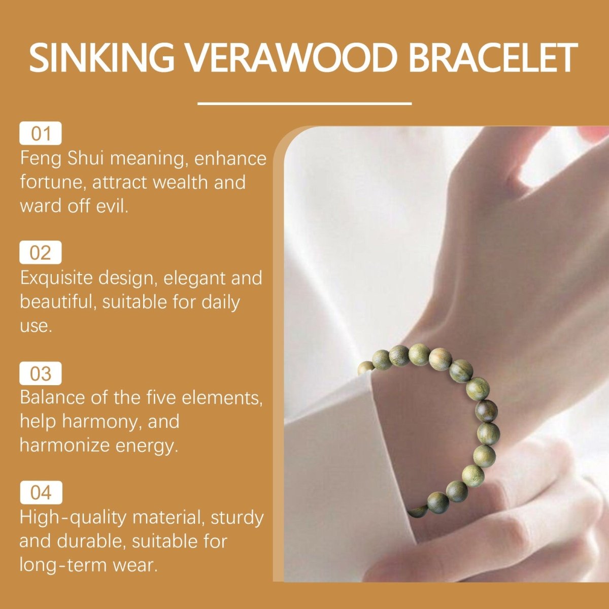 Green Sandalwood Bracelet – Natural Wood Beads, Peace & Balance Charm, Meditation Jewelry for Daily Wear - Upkinify Inc. All Rights Reserved