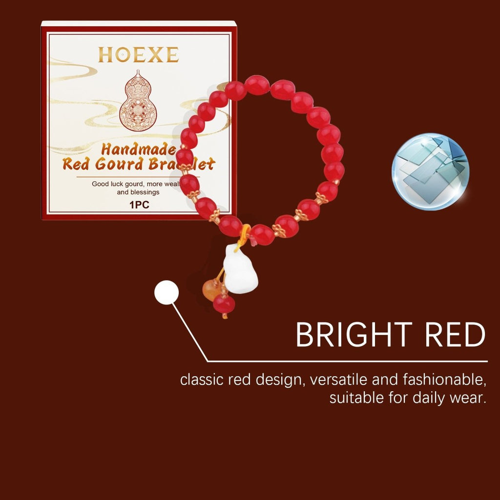 Handmade Red Gourd Bracelet – Lucky Charm, Glass Beads, Elegant Everyday Jewelry for Women - Upkinify Inc. All Rights Reserved