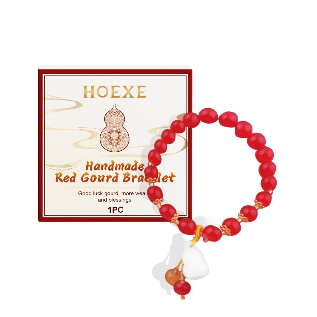 Handmade Red Gourd Bracelet – Lucky Charm, Glass Beads, Elegant Everyday Jewelry for Women - Upkinify Inc. All Rights Reserved