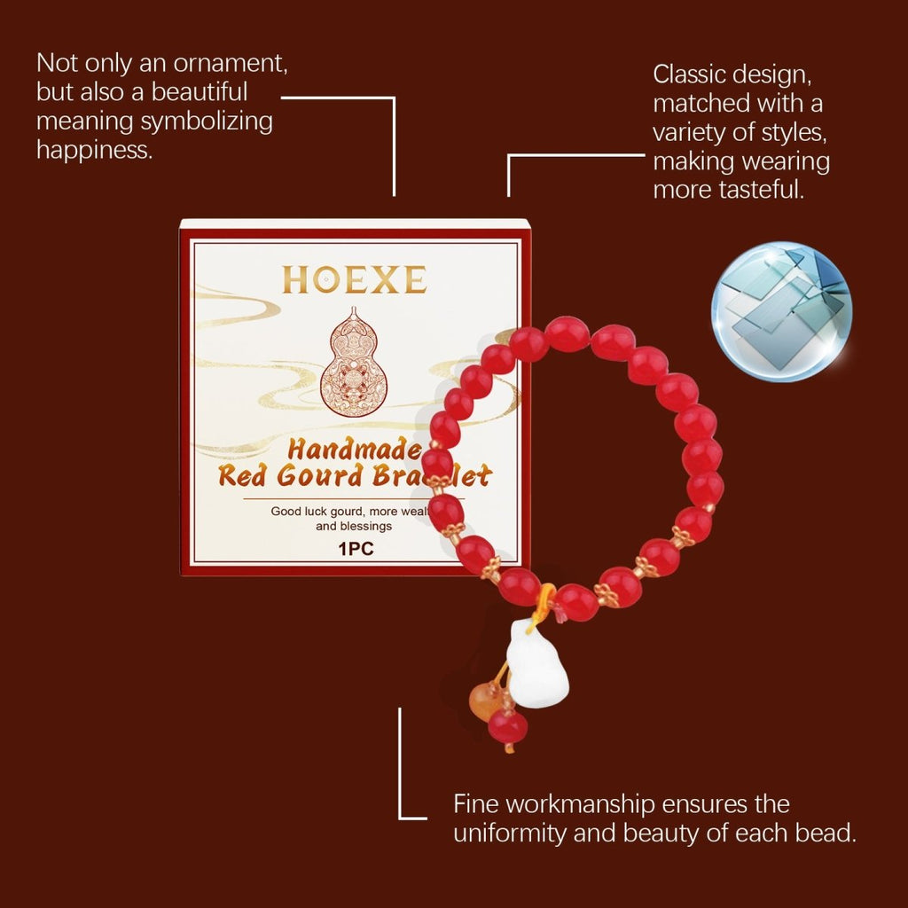 Handmade Red Gourd Bracelet – Lucky Charm, Glass Beads, Elegant Everyday Jewelry for Women - Upkinify Inc. All Rights Reserved