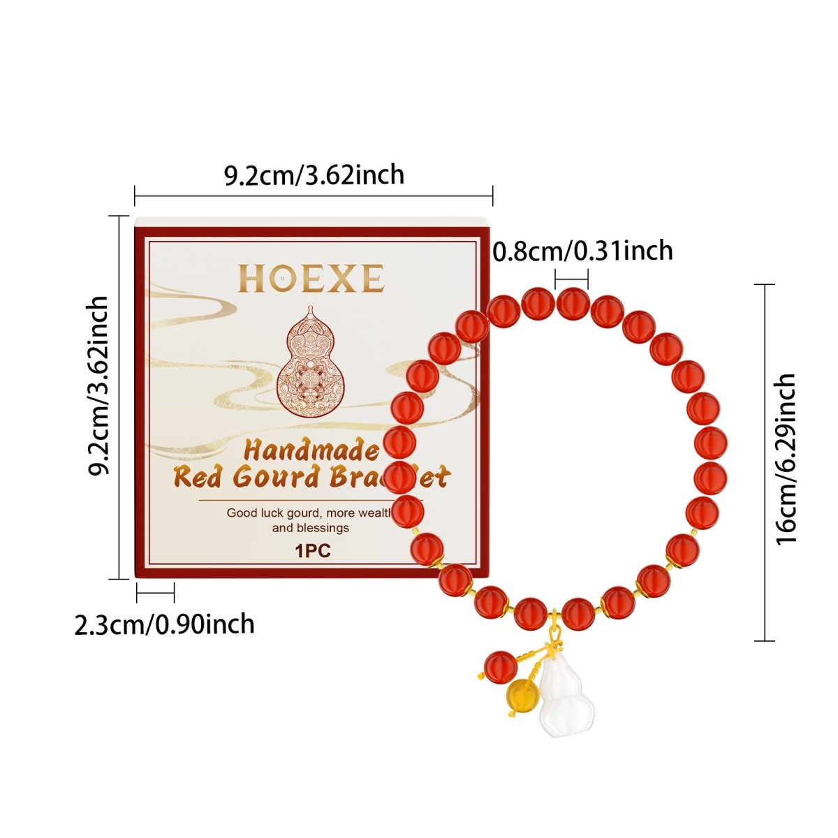 Handmade Red Gourd Bracelet – Lucky Charm, Glass Beads, Elegant Everyday Jewelry for Women - Upkinify Inc. All Rights Reserved