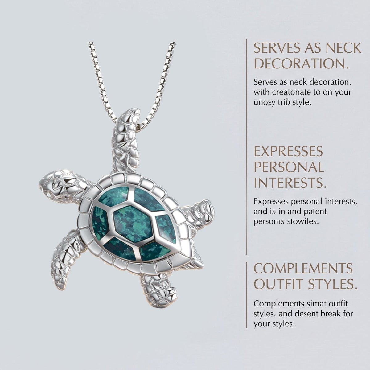 Ocean Turtle Necklace – Zinc Alloy, Waterproof, Hypoallergenic, Unisex Beach Jewelry for Daily Wear - Upkinify Inc. All Rights Reserved