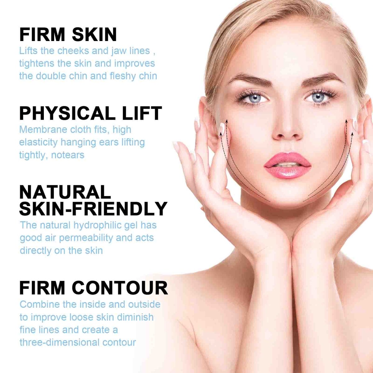 V Shape Face Lifting Mask – Collagen Firming, Double Chin Tightening, Jawline Contour Slimming Mask - Upkinify Inc. All Rights Reserved