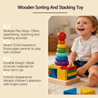 Wooden Stacking & Sorting Toy – Geometric Shape Blocks, Montessori Educational Toy for Toddlers - Upkinify Inc. All Rights Reserved